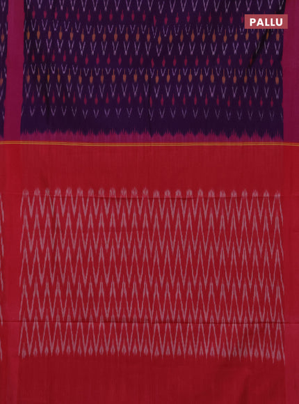 Ikat cotton saree violet and pink with allover ikat weaves and rettapet ikat border