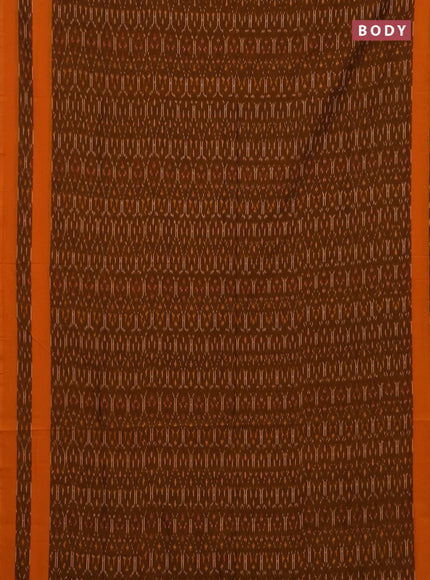 Ikat cotton saree dark mustard and mustard yellow with allover ikat weaves and rettapet ikat border