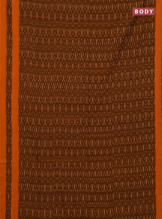 Ikat cotton saree dark mustard and mustard yellow with allover ikat weaves and rettapet ikat border