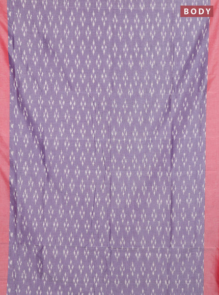 Ikat cotton saree violet and red with allover ikat woven butta weaves and simple border