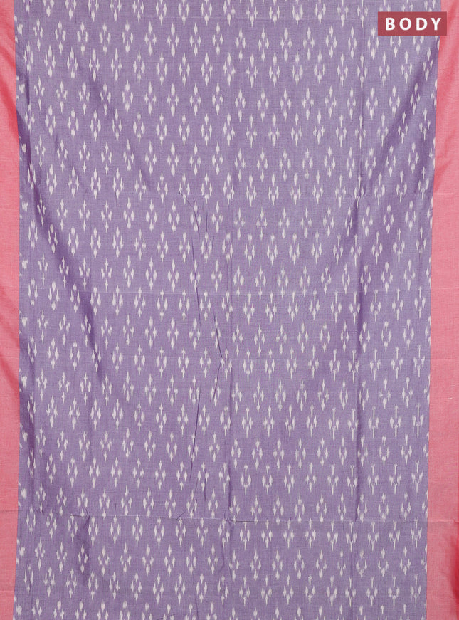 Ikat cotton saree violet and red with allover ikat woven butta weaves and simple border