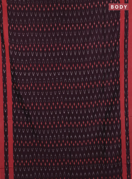 Ikat cotton saree coffee brown and red with allover ikat weaves and rettapet ikat woven border