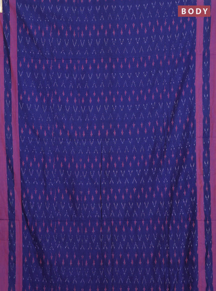 Ikat cotton saree blue and red with allover ikat weaves and rettapet ikat woven border