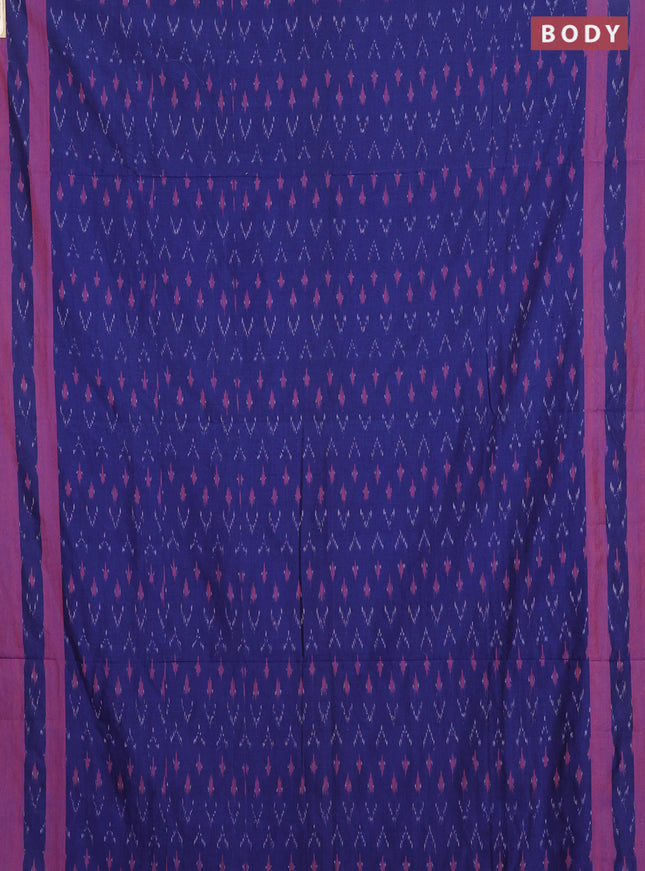 Ikat cotton saree blue and red with allover ikat weaves and rettapet ikat woven border
