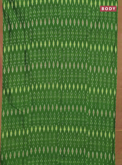 Ikat cotton saree green and pink with allover ikat weaves and simple border
