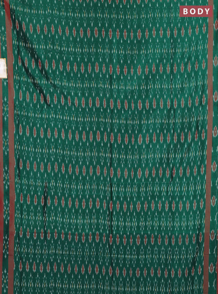 Ikat cotton saree green and red with allover ikat weaves and rettapet ikat woven border