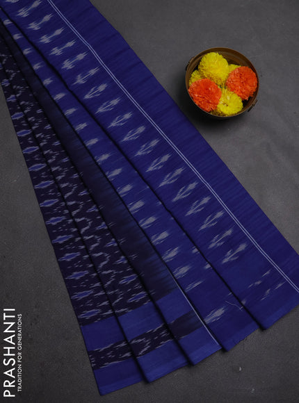 Ikat cotton saree navy blue and blue with allover ikat weaves and rettapet ikat woven border