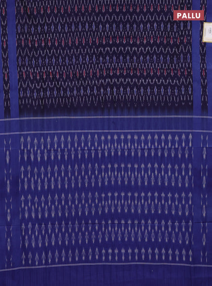 Ikat cotton saree navy blue and blue with allover ikat weaves and rettapet ikat woven border