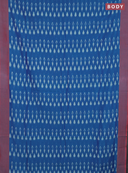 Ikat cotton saree blue and pink with allover ikat woven butta weaves and simple border