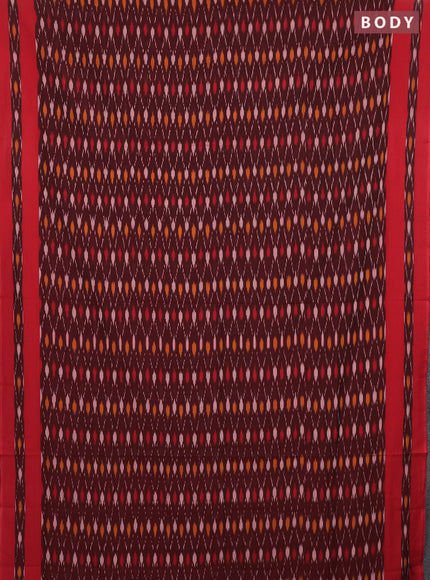 Ikat cotton saree deep maroon and red with allover ikat weaves and rettapet ikat woven border