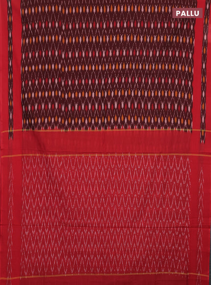 Ikat cotton saree deep maroon and red with allover ikat weaves and rettapet ikat woven border