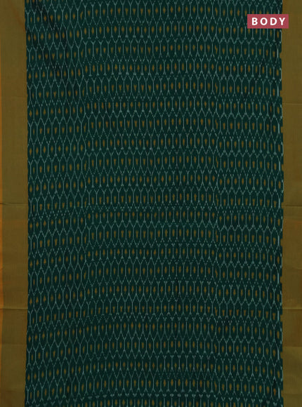 Ikat cotton saree green and yellow with alllover ikat weaves and simple border