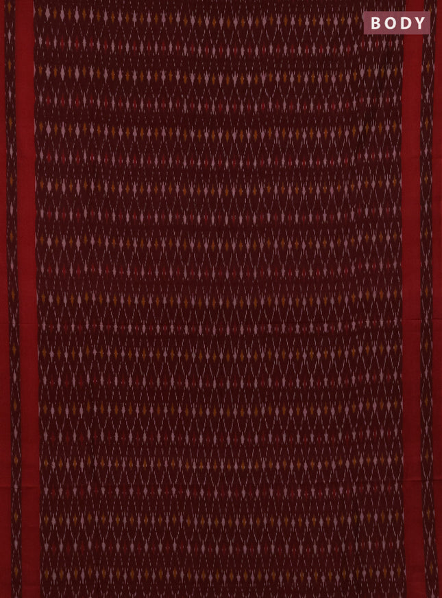 Ikat cotton saree deep wine and red with allover ikat weaves and rettapet ikat woven border
