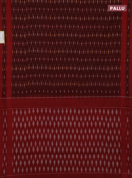 Ikat cotton saree deep wine and red with allover ikat weaves and rettapet ikat woven border