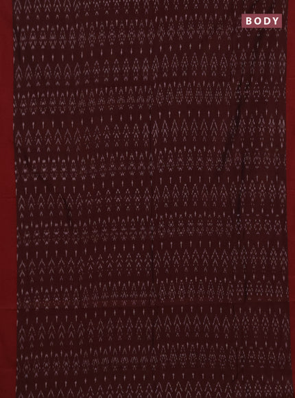 Ikat cotton saree deep maroon and red with allover ikat weaves and simple border