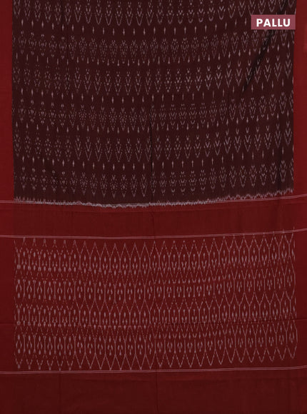 Ikat cotton saree deep maroon and red with allover ikat weaves and simple border