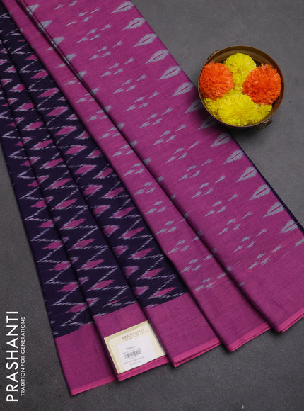 Ikat cotton saree violet and pink with allover ikat weaves and simple border