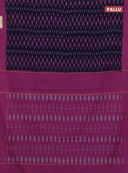 Ikat cotton saree violet and pink with allover ikat weaves and simple border