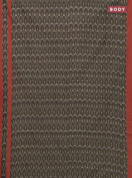 Ikat cotton saree chikku shade and red with alllover ikat weaves and rettapet ikat woven border