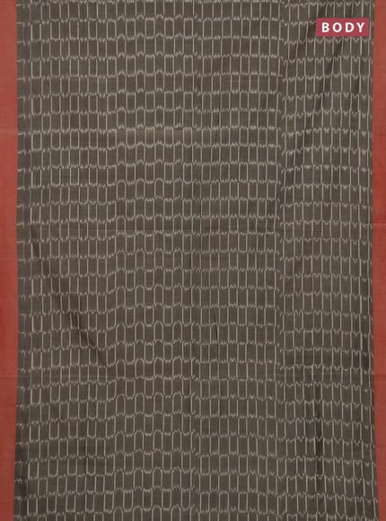 Ikat cotton saree grey and red with allover ikat weaves and simple border