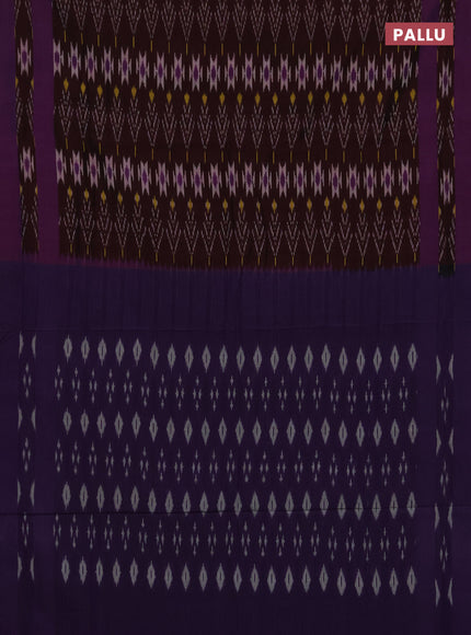 Ikat cotton saree deep purple and violet with allover ikat weaves and long rettapet ikat woven border