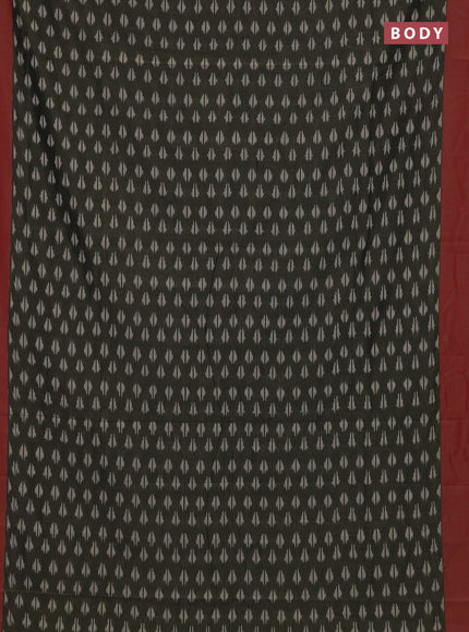 Ikat cotton saree grey and red with allover ikat woven butta weaves and simple border