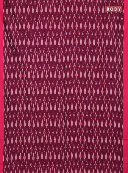 Ikat cotton saree deep wine shade and pink with allover ikat woven butta weaves and simple border