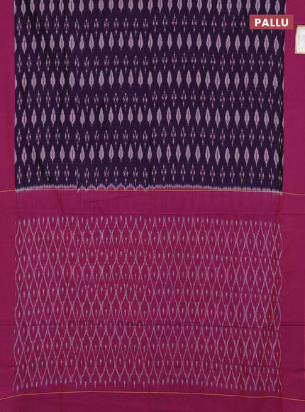 Ikat cotton saree violet and pink with allover ikat woven butta weaves and simple border