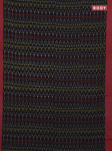 Ikat cotton saree black and red with allover ikat weaves and simple border