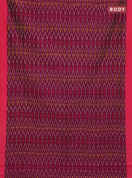 Ikat cotton saree wine shade and pink with allover ikat weaves and simple border