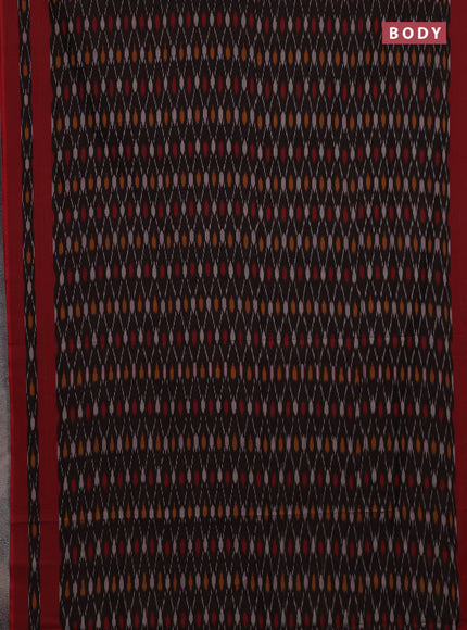Ikat cotton saree coffee brown and red with allover ikat weaves and rettapet ikat woven border