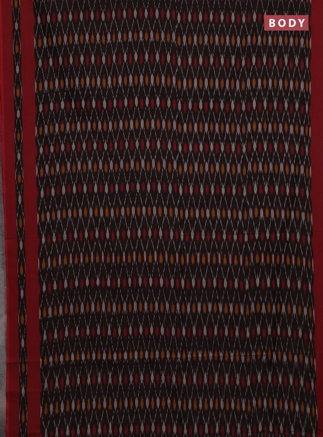 Ikat cotton saree coffee brown and red with allover ikat weaves and rettapet ikat woven border