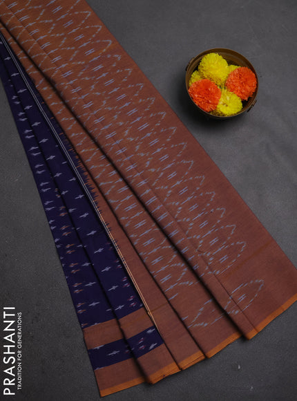 Ikat cotton saree violet and mustard yellow with allover ikat weaves and rettapet ikat woven border