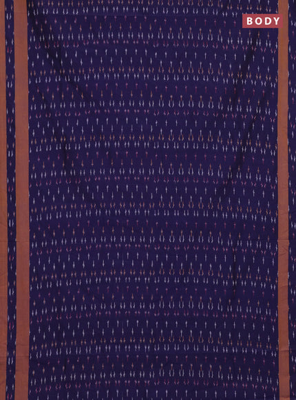 Ikat cotton saree violet and mustard yellow with allover ikat weaves and rettapet ikat woven border