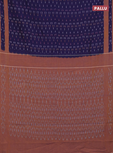 Ikat cotton saree violet and mustard yellow with allover ikat weaves and rettapet ikat woven border