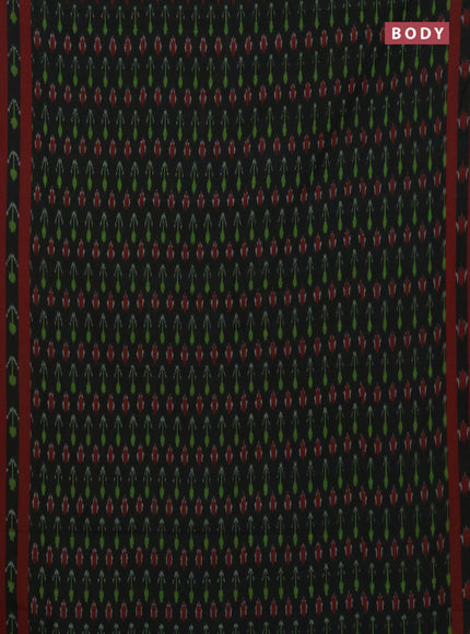 Ikat cotton saree dark sap green and red with allover ikat woven buttas and rettapet ikat woven border