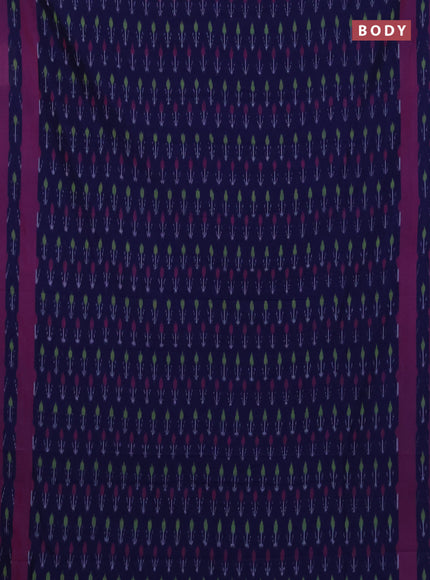 Ikat cotton saree navy blue and pink with allover ikat woven buttas and rettapet ikat woven border