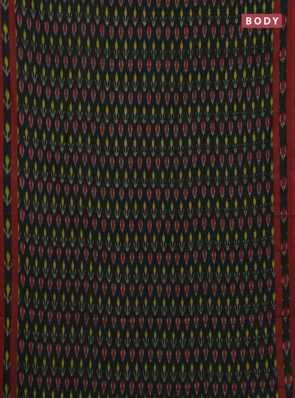 Ikat cotton saree black and maroon with allover ikat woven buttas and rettapet ikat woven border