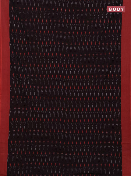 Ikat cotton saree deep wine and rust shade with allover ikat woven buttas and simple border
