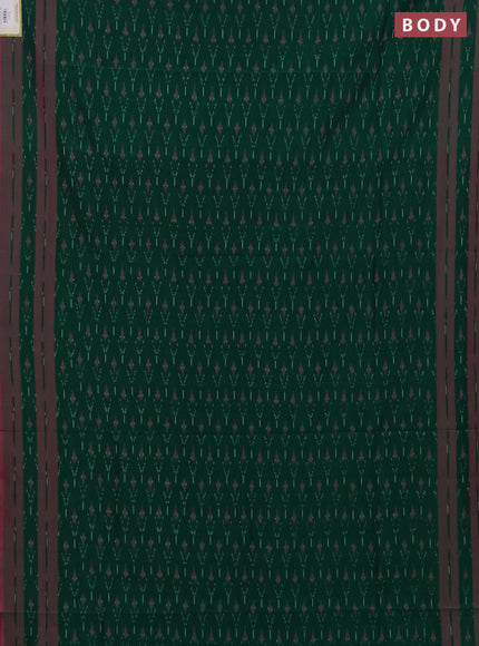 Ikat cotton saree green and pink with allover ikat woven buttas and rettapet ikat woven border