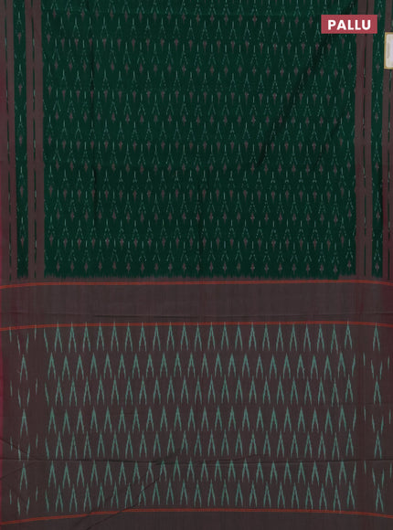 Ikat cotton saree green and pink with allover ikat woven buttas and rettapet ikat woven border