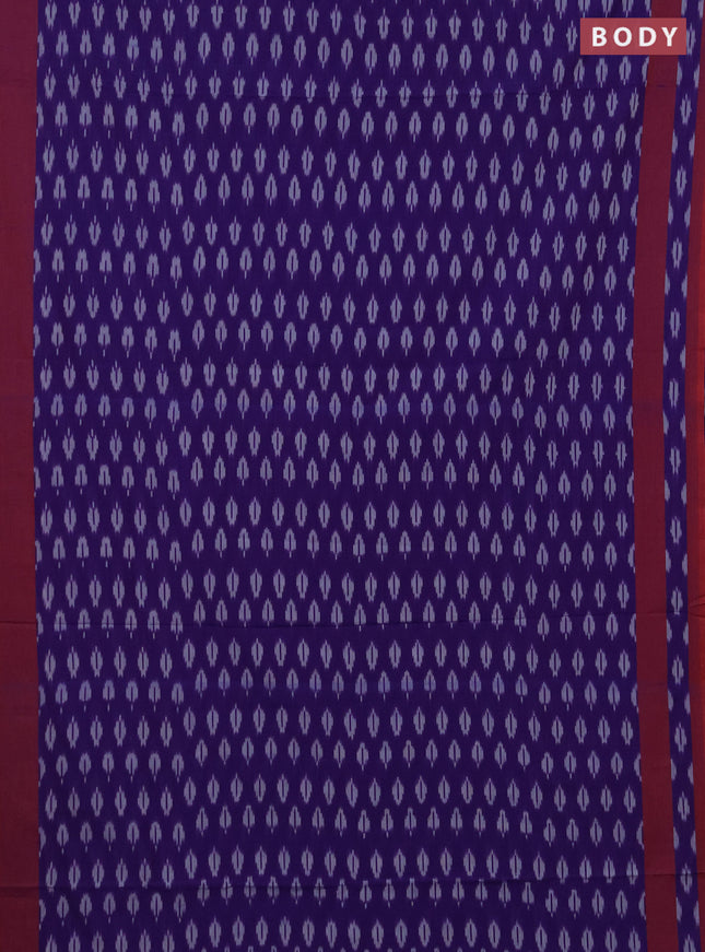 Ikat cotton saree violet and red with allover ikat woven butta weaves and rettapet ikat woven border
