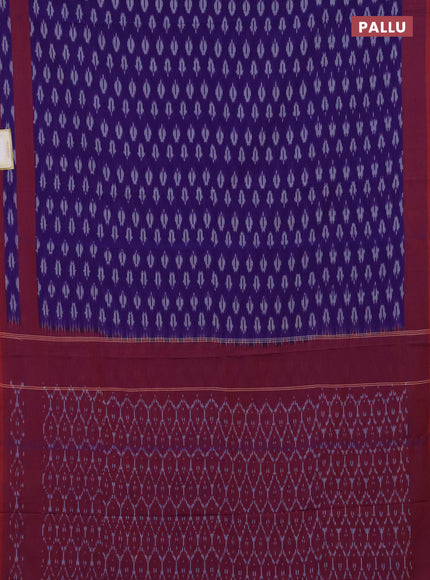 Ikat cotton saree violet and red with allover ikat woven butta weaves and rettapet ikat woven border