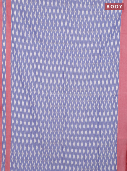 Ikat cotton saree blue and red with allover ikat woven butta weaves and rettapet ikat woven border