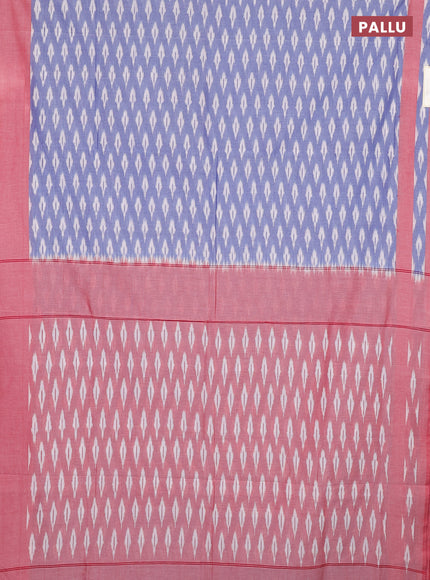 Ikat cotton saree blue and red with allover ikat woven butta weaves and rettapet ikat woven border