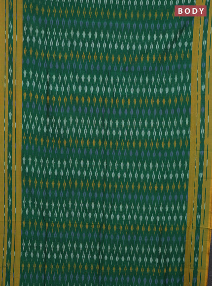 Ikat cotton saree green and lime green with allover ikat weaves and rettapet ikat woven border