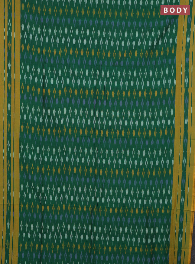 Ikat cotton saree green and lime green with allover ikat weaves and rettapet ikat woven border