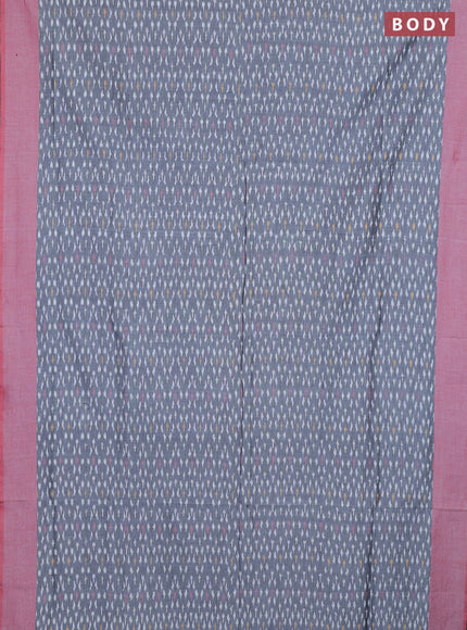 Ikat cotton saree grey and red with allover ikat weaves and simple border