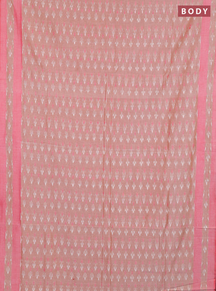 Ikat cotton saree sandal and red with allover ikat weaves and rettapet ikat woven border
