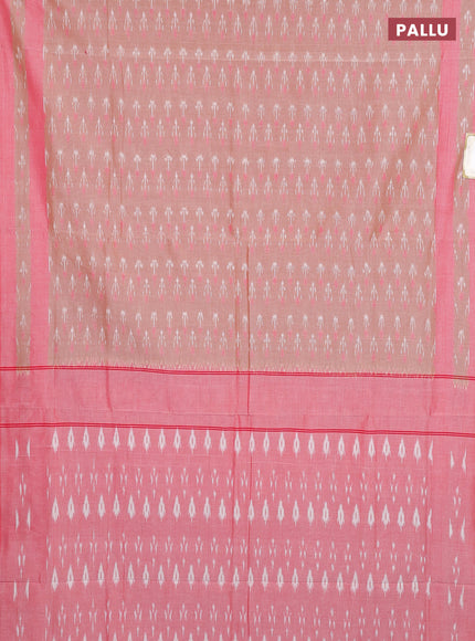 Ikat cotton saree sandal and red with allover ikat weaves and rettapet ikat woven border